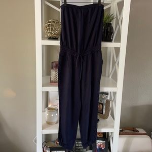 Talula navy strapless jumpsuit rayon small
